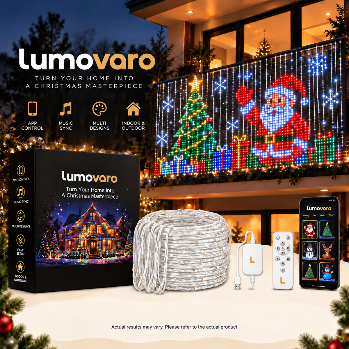 lumovaro smart animated Christmas balcony lights - view 1