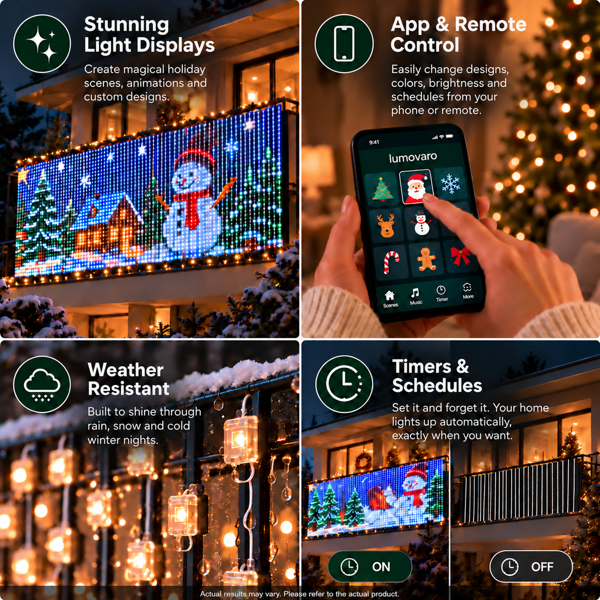 lumovaro smart animated Christmas balcony lights - view 4