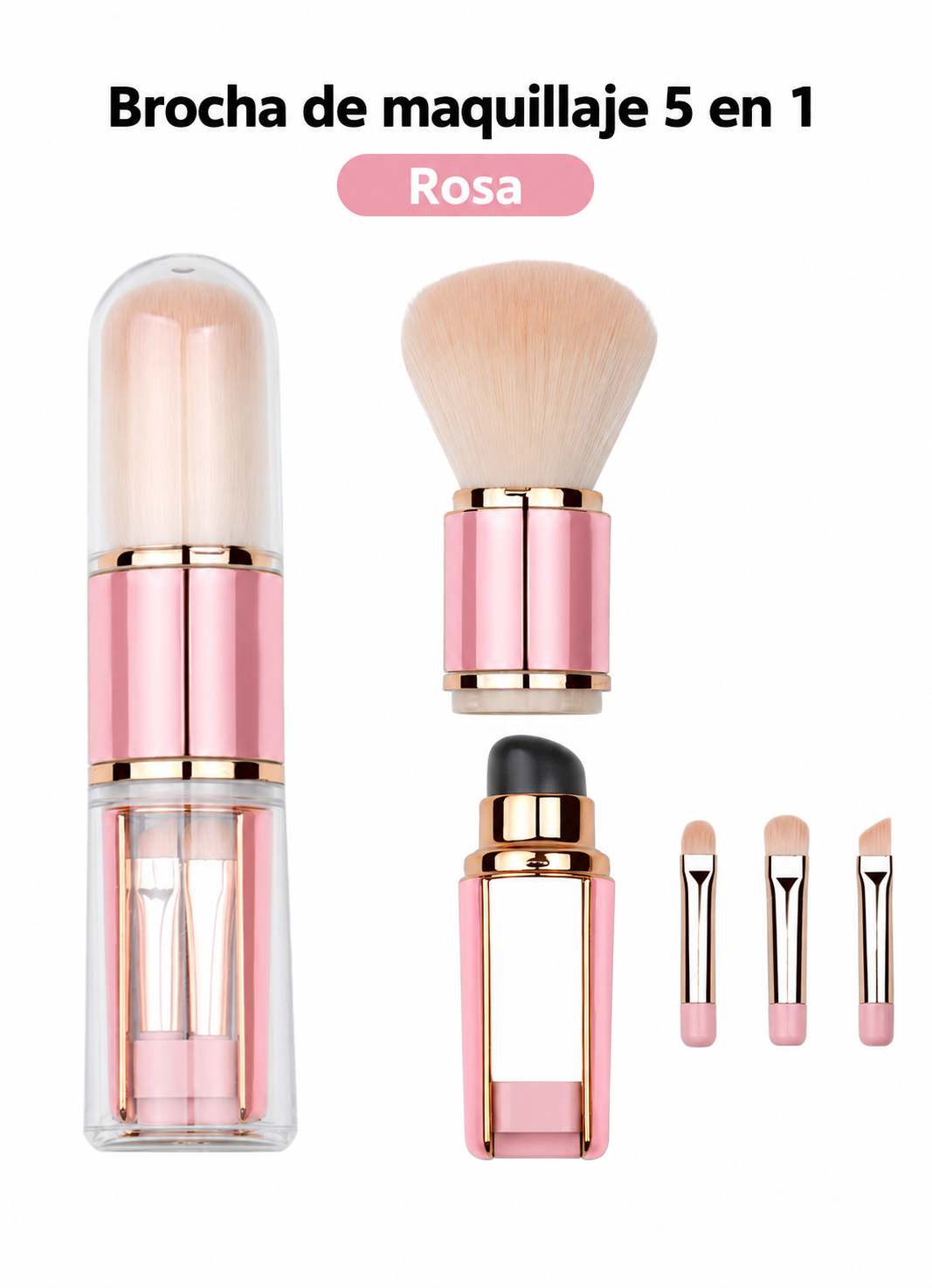 Brocha de maquillaje 5 en 1 — Rosa