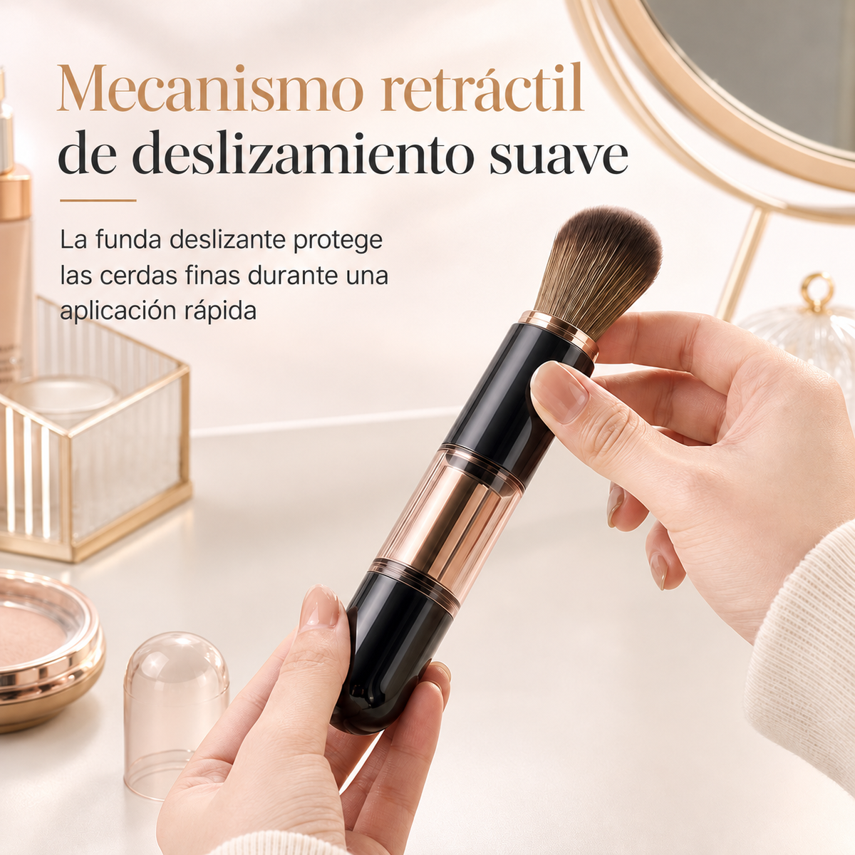 Juego portátil de brochas de maquillaje 5 en 1 — información en español