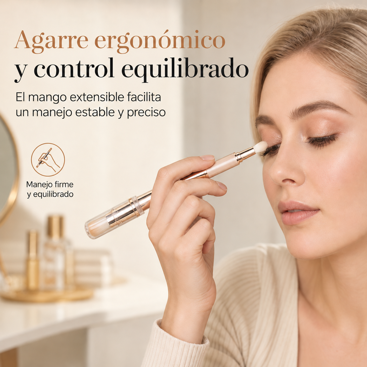 Juego portátil de brochas de maquillaje 5 en 1 — información en español
