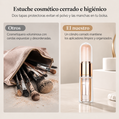 Juego portátil de brochas de maquillaje 5 en 1 — información en español