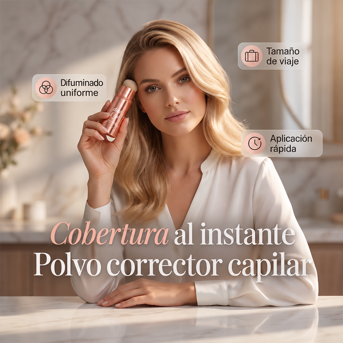 Polvo capilar en barra con aplicador de esponja — información en español