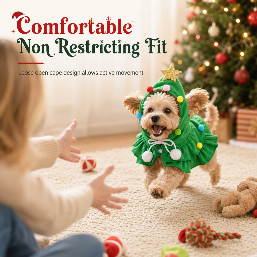 ⏳ Limited-Time Offer: 50% OFF ⏰🎉Christmas Tree Pet Cape Cloak for Cats & Dogs