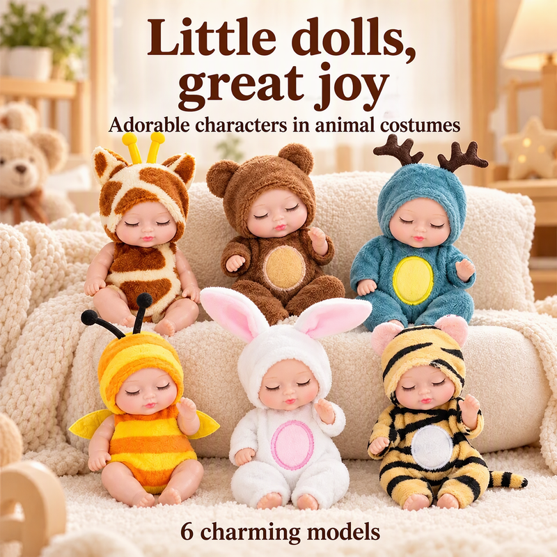 🔥HOT SALE 50% OFF🎁⚡50K+ SOLD! Almost Gone-💥Mini Lifelike Realistic sleeping baby doll set with animal costumes